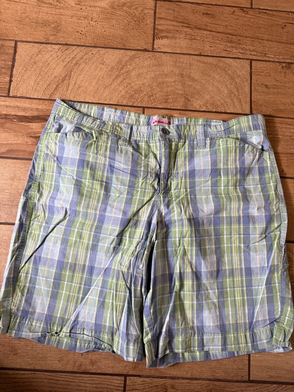 Duck head Plaid Cotton Shorts in Light Blue & Lime Green